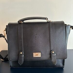 Black Faux Leather Laptop Bag
